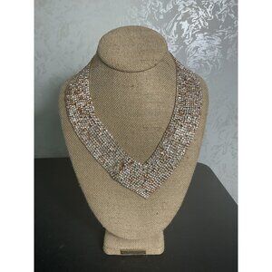 Wide Rhinestone Choker Necklace With Adjustable Clasp